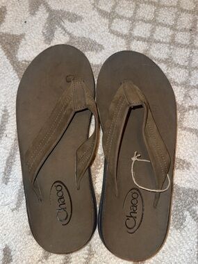 Chaco Brown Leather Thong Sandals